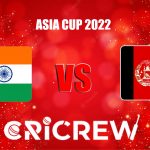 IND vs AFG Live Score starts on 8th September 2022, 7:30 PM IST at The Dubai International Cricket Stadium, Dubai. Here on www.cricrew.com you can find all Live