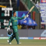 Quinton de Kock becomes the first player to score two hundred in this World Cup in 2023.